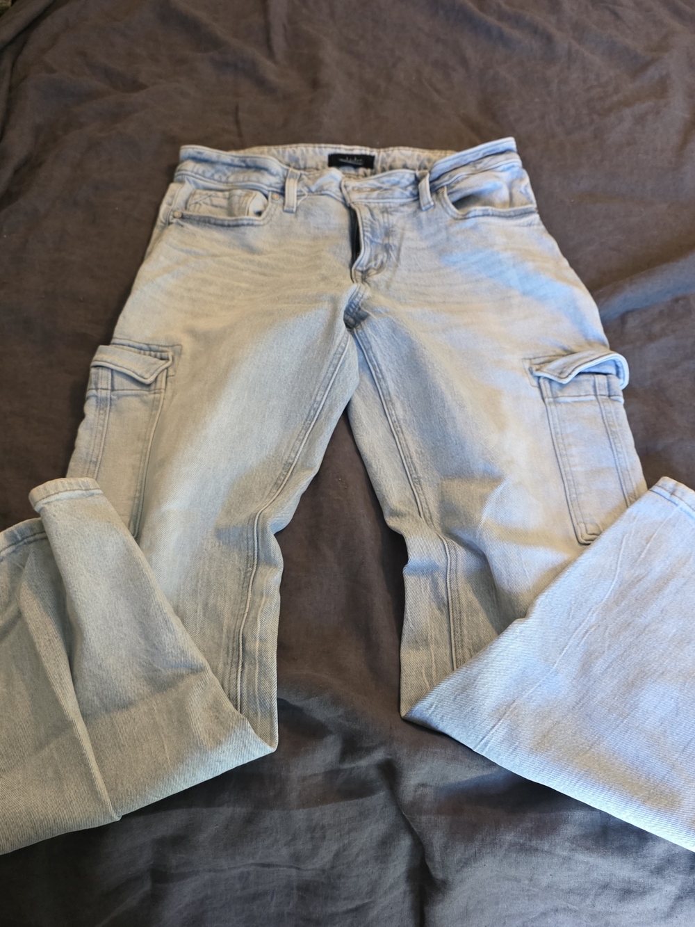 Light Wash Women's Wide Leg Cargo Jeans